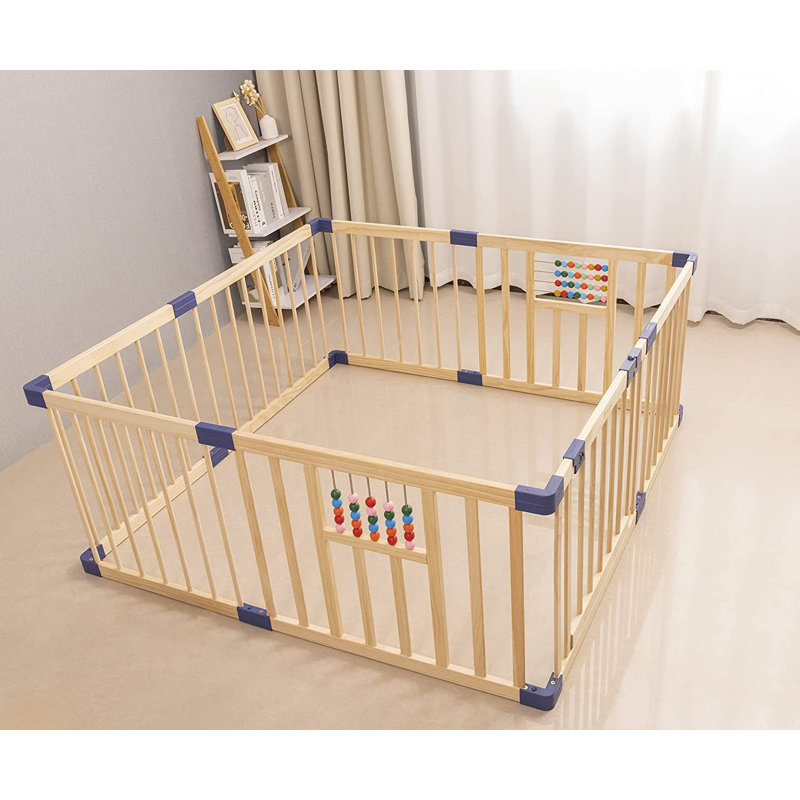 Sinda Funiture Natural Wooden Baby Playpen Safety Gate & Reviews Wayfair